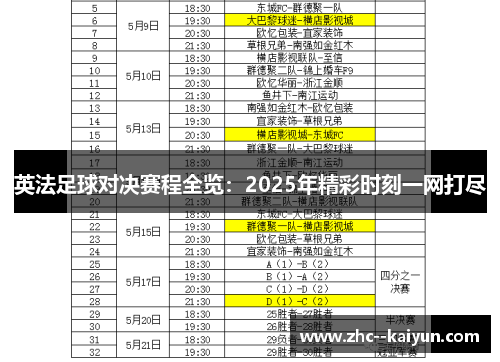 英法足球对决赛程全览：2025年精彩时刻一网打尽