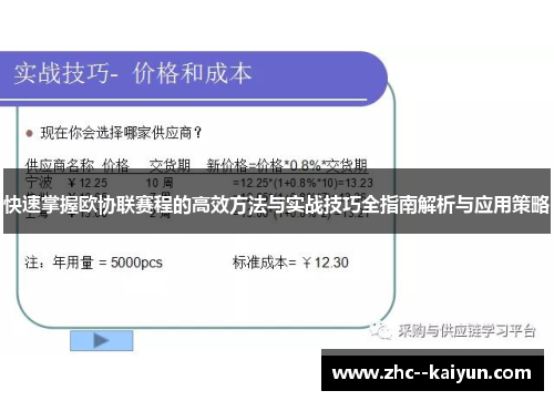 快速掌握欧协联赛程的高效方法与实战技巧全指南解析与应用策略